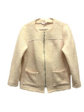 Grenier Bouclé Spring Jacket With Zipper & Pockets In A Warm Cream Size Large